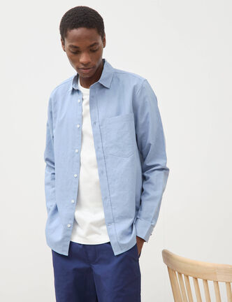Chemise manches longues bleu gris homme
