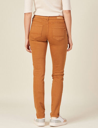 Pantalon slim marron femme