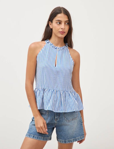 Top droit sans manches bleu electrique femme