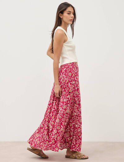 Jupe fluide rouge cerise femme
