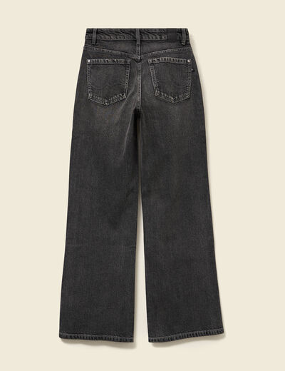 Jeans large taille haute denim snow gris femme