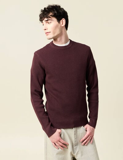 Pull droit manches longues bordeaux homme
