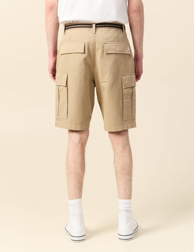 Bermuda droit cargo ceinture gris homme
