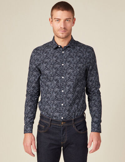 Chemise à manches longues bleu marine homme