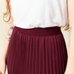 Jupe longue droite plissée bordeaux femme