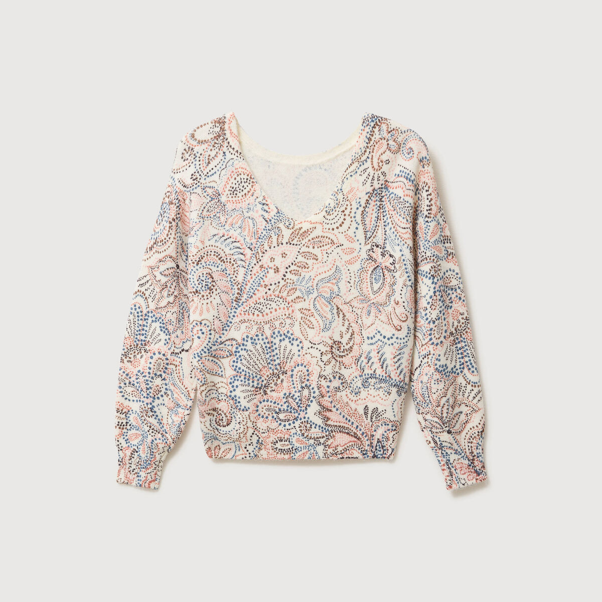 Pull col bateau manches longues ecru femme