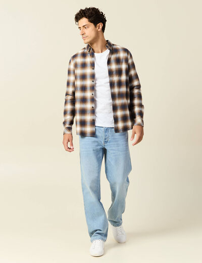 Chemise manches longues bleu marine homme