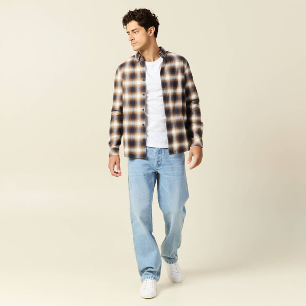 Chemise manches longues bleu marine homme