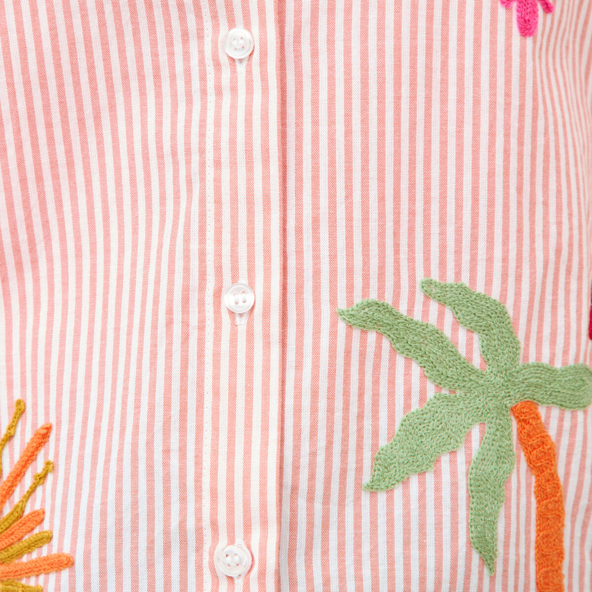 Chemise ample en coton &agrave; broderie orange abricot femme