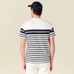 T-shirt ray&eacute; col rond manches courtes ecru homme