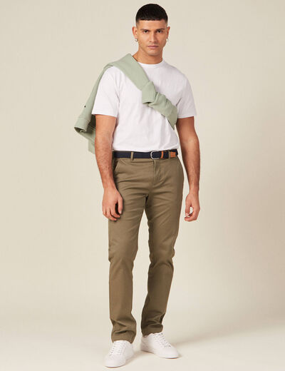 Pantalon chino straight vert kaki homme