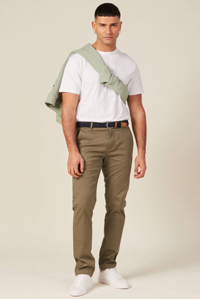 Pantalon chino straight vert kaki homme