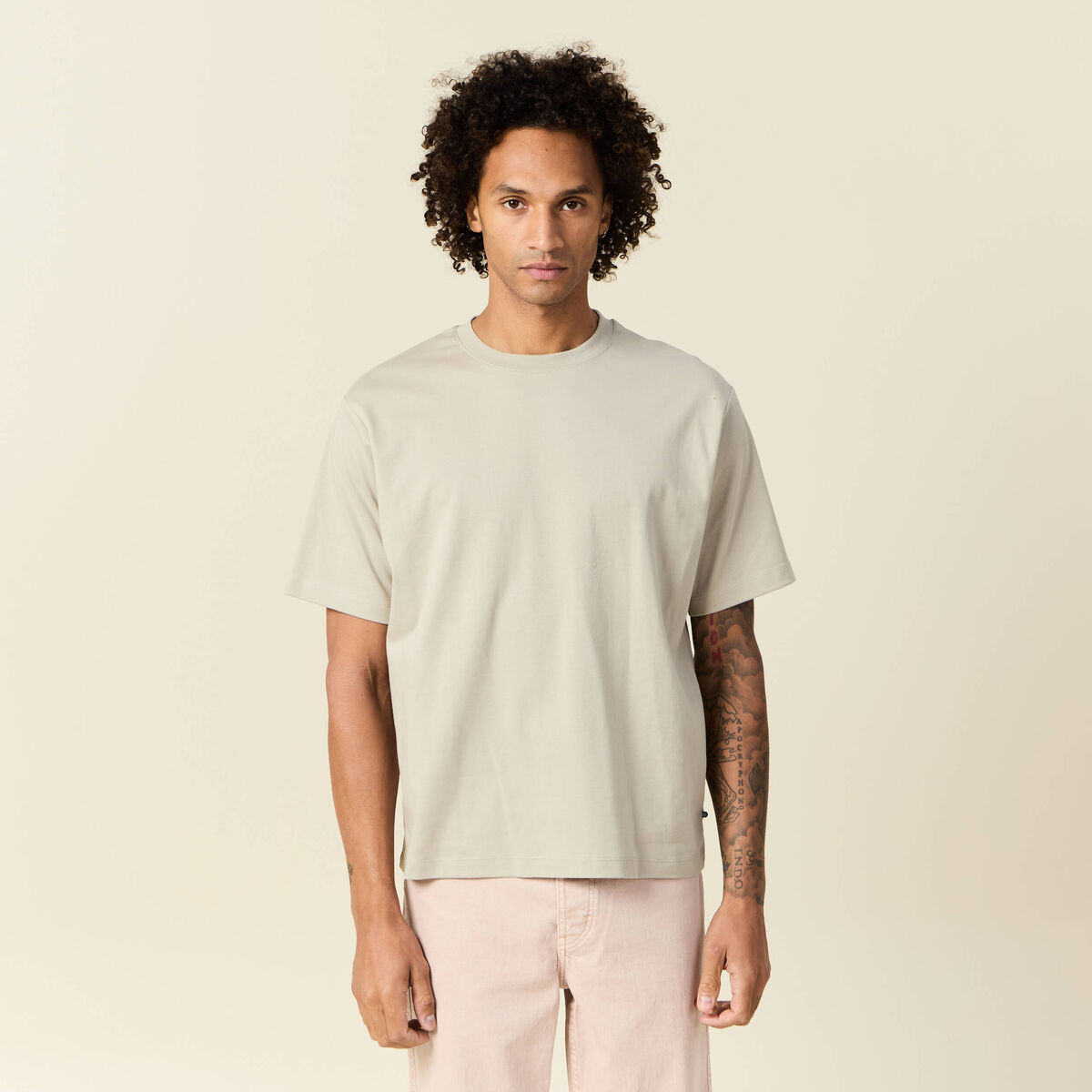 T-shirt manches courtes beige homme