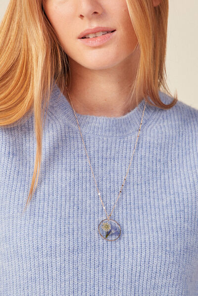 Collier pendentif résine couleur or femme