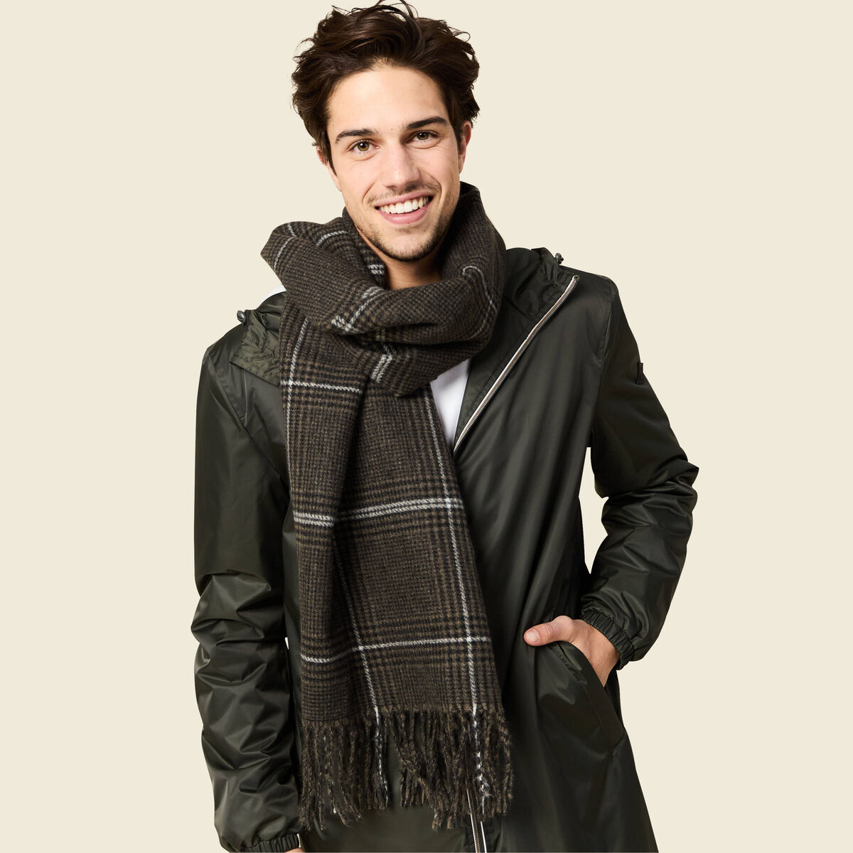 Écharpe à franges gris foncé homme