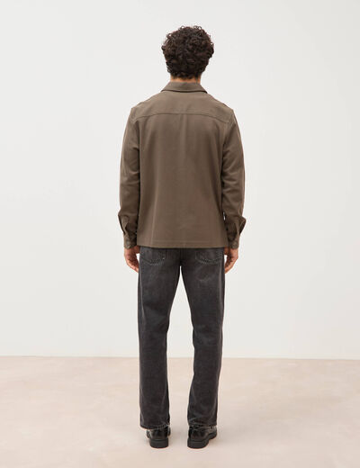 Surchemise manches longues taupe homme