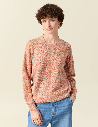 Pull manches longues orange foncé femme