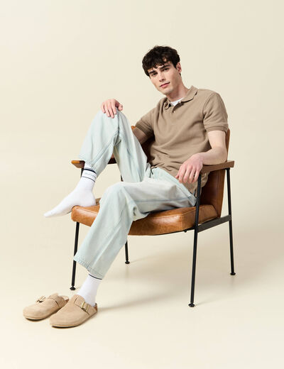 Polo manches courtes taupe homme