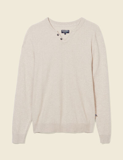 Pull manches longues beige homme