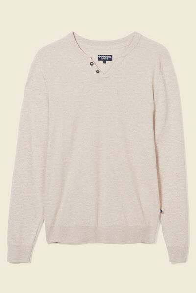 Pull manches longues beige homme