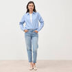 Jeans girlfriend 5 poches denim used femme