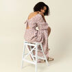 Robe longue évasée ivoire femme