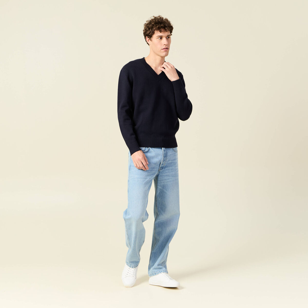 Pull éco-responsable bleu marine homme