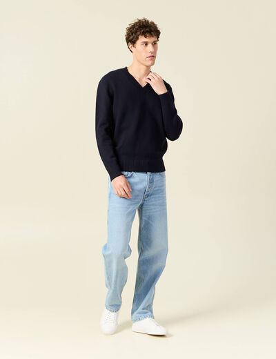 Pull éco-responsable bleu marine homme
