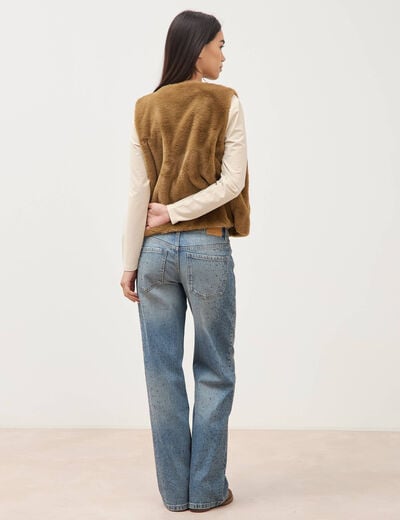 Gilet sans manches doubl&eacute; camel femme