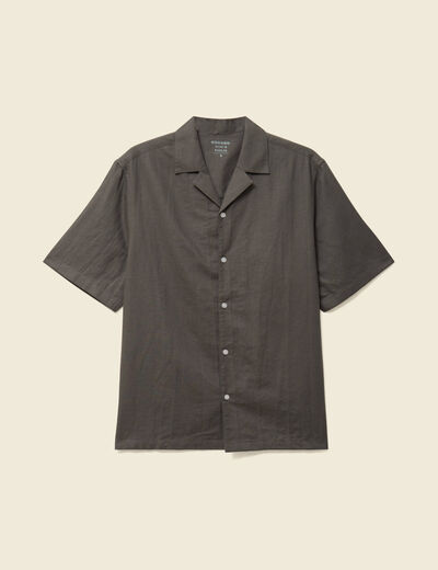 Chemise boyfriend manches courtes vert fonc&eacute; homme