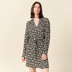 Robe droite fluide ceinturée creme femme