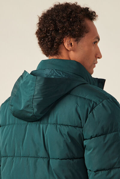 Doudoune droite zippée vert foncé homme