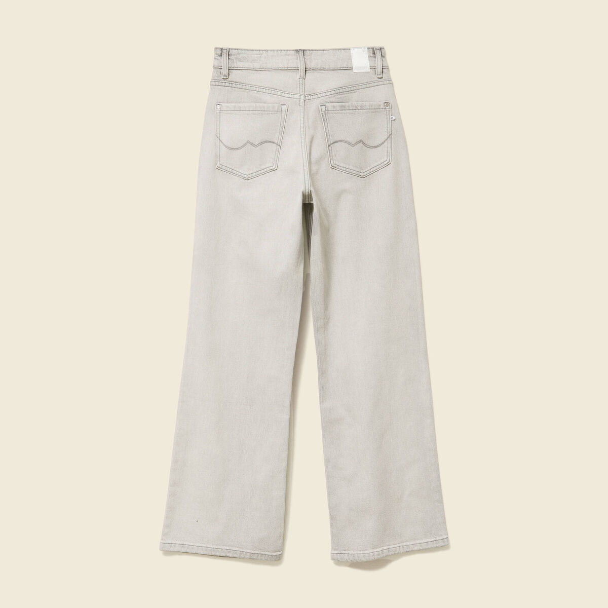 Jeans large taille haute denim gris clair femme