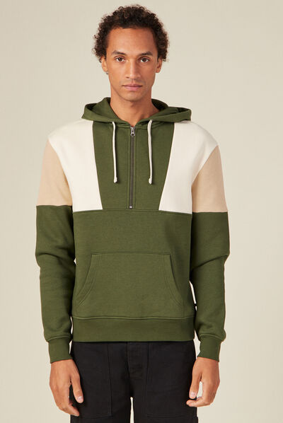 Sweat éco-responsable vert kaki homme