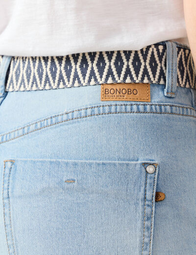 Jeans boyfriend ceinturé denim bleach femme