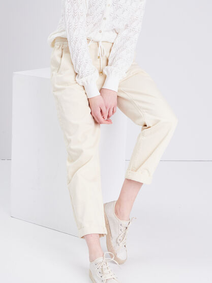 Pantalon slouchy creme femme