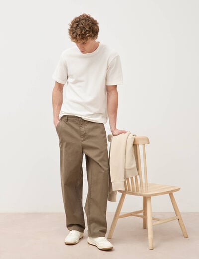 Pantalon coupe large taupe homme