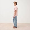 T-shirt droit en coton col ras du cou rose pastel homme