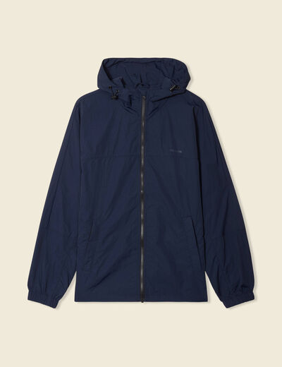 Coupe-vent zippé à capuche bleu marine homme