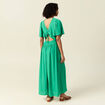 Robe longue évasée fendue vert femme