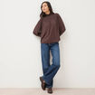 Blouse droite manches longues marron fonc&eacute; femme