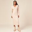 Robe cintr&eacute;e col v manches 3/4 creme femme