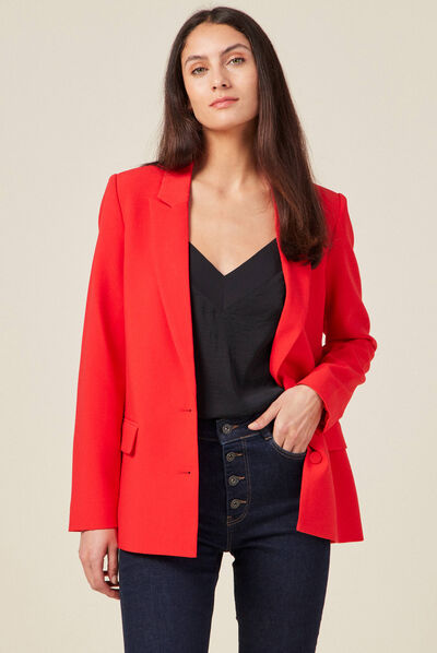 Veste esprit blazer cintrée rouge foncé femme