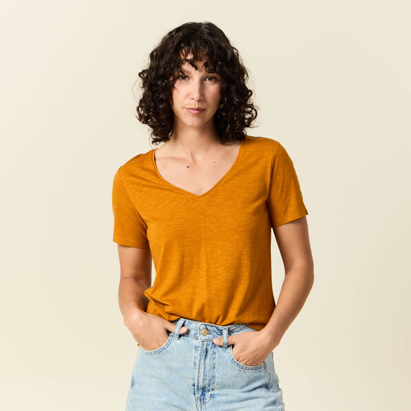 T-shirt manches courtes orange foncé femme