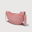 Sac bandouli&egrave;re en velours doubl&eacute; vieux rose femme