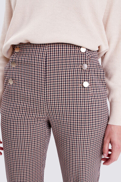 Pantalon flare avec boutons bleu marine femme
