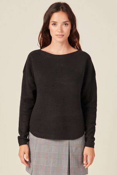 Pull manches longues noir femme