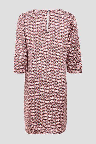 Robe droite manches 3/4 rose fushia femme