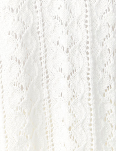 Gilet long ajouré ecru femme