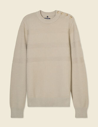Pull manches longues beige homme